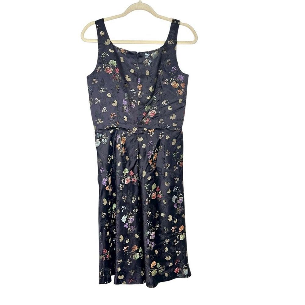 Vintage Yves Cossette Depeche Mode Midi Dress size 6 Black Asian Floral y2k 90s - Picture 2 of 16